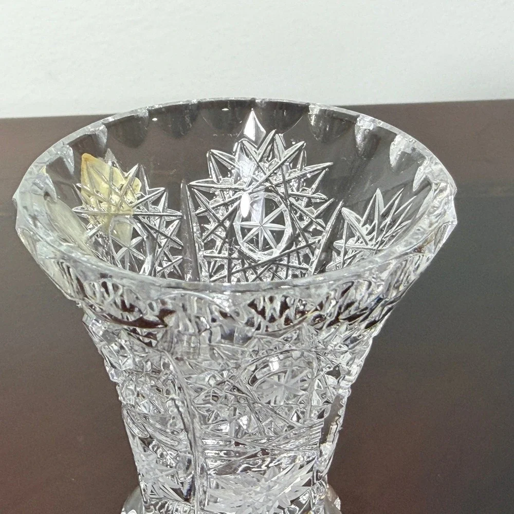 Vintage Czech Hand Cut Lead Crystal Flared Vase Jihlavske Sklarny Bohemia 3 inch